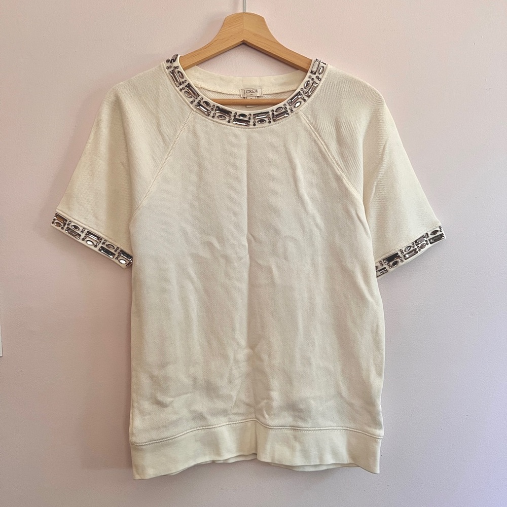 J. Crew Factory Bejeweled Short Sleeve Sweater